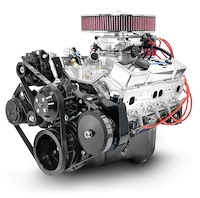 BP350CTFK GM Compatible Small Block Chevy 350 ci. Deluxe Dressed Fuel Injected Crate Engine w/Black Pulley Kit [341 HP]