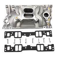 BPP350VINT Dual Plane Intake Manifold Kit for Small Block Chevy Vortec Heads [Square Bore, Natural Aluminum]