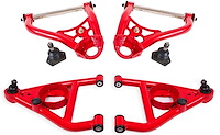 AAK312R Front Uppers & Lower A-Arms for 1967-1969 GM F-Body, 1968-1974 GM X-Body w/Rearward Bump Stops [Red Powder Coat]