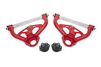 AAU462R Upper Control Arms w/Delrin Bushings & 1/2 in. Taller Ball Joints for Select 1978-1987 GM Cars (Red)