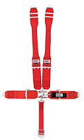 11002DB Latch and Link Harness [5-Point, 3 in Belts, 50 in Length, Pull-Down, Dog Bone, Bolt-In, Red]