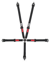 11174AB Kamlock Harness [5-Point, 2 in Belts, Pull-Up, Quarter Midget/Junior Dragster, Black Hardware, Bolt-In, Black]