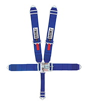 20073P Quick Adjust Latch and Link Harness [5-Point, 3 in Belts, 40 in Length, Pull-Down, Pads, Blue]