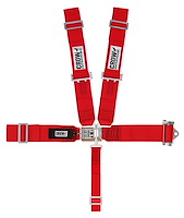 40052 Latch and Link Harness [5-Point, 3 in Belts, Sprint Car, Ratchet, Right Side, Stationary Side, Wrap-Around, Red]
