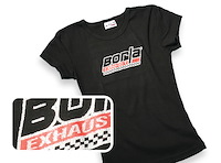 21312 Women's Checkered Black Scoop Neck T-Shirt  [Large]