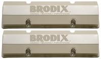 Sheet Metal Valve Covers Small Block Chevy - Natural Finish with Laser-Etched Brodix Logo