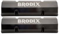 Sheet Metal Valve Covers Small Block Chevy - Black Finish with Laser-Etched Brodix Logo