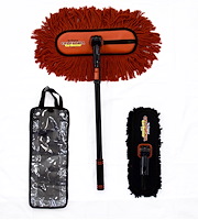 96632 Triple Threat Dust and Wash Car Duster Kit [Extendable Handle: 21-42 in., 360-Degree Swivel Mop Head]