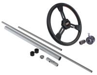 Dirt Racing 15 in. Aluminum Steering Wheel and Column Kit [Black]