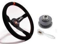 Track Day/Drifting 14 in. Steering Wheel Kit w/Suede Brush & Quick-Release Hub