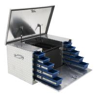 38 in. Utility Chest Box with Drawers [Bright Aluminum]