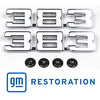 EM01-383A Fender Emblems "383" for 1969 Chevy Camaro, 1970-1974 Chevy Nova