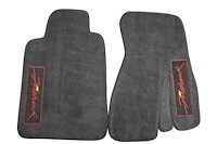 44001-FIREHAWK Front Carpet Floor Mats, 1993-2002 Pontiac Firebird, Graphite / FIREHAWK Logos