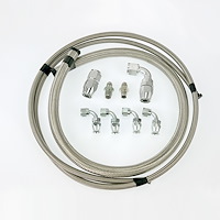 HK215 Power Steering Braided Hose Kit, Ford Rack to Remote Reservoir [Stainless]
