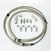 HK225 Power Steering Braided Hose Kit, GM Steering Box (early/late) to Remote Reservoir [Stainless]
