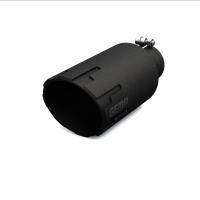 GEM Billet Exhaust Tip, 2.75 in. Inlet/5 in. Outlet x 12 in. Length, Aluminum/304 Stainless Steel, HAMMER Cut [Black Finish]