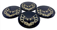 Center Cap Inserts for 1977-1981 Pontiac Firebird Snowflake and Turbo Wheels [Black with Gold Outline Bird]