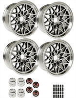 BSF179KRM 17" X 9" Black Snowflake Wheel Kit [Red Bird Inserts]
