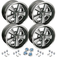 GZW179K 5-Spoke Rally Wheel kit [Size: 17" x 9"] Finish: Gunmetal Gray w/Machined Lip