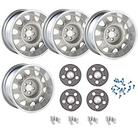 MRD178K Mopar Rallye Wheel Kit [Size: 17" x 8"] Finish: Silver Powder Coated w/Machined Lip