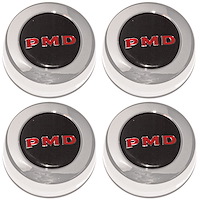 Pontiac Center Caps Black with Red "PMD" for Rally II Wheels