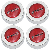 Pontiac Center Caps Red with Black "PMD" for Rally II Wheels