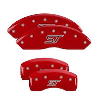 10252SSTORD Front & Rear Disc Brake Caliper Covers Fits Select Ford Explorer [Red Finish w/ Silver ST]