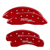 14031SSSRRD Front/Rear Disc Brake Caliper Covers Fits Chevy Trailblazer EXT/Chevy SSR/Chevy Trailblazer [Red w/Silver SSR]