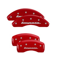 14223SIMPRD Front/Rear Disc Brake Caliper Covers Fits Chevy Malibu Limited/Chevy Impala/Chevy Malibu [Red w/Silver Impala]