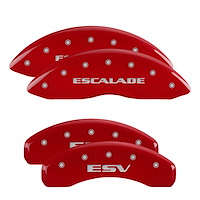 35015SESVRD Front Brake Caliper Covers Fits Cadillac Escalade [Red w/Silver Escalade /ESV]