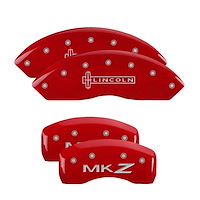 36018SLCZRD Front Disc Brake Caliper Covers Fits Select Lincoln MKZ [Red Finish w/ Silver Lincoln / MKZ]