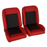 RM-UA21X2 Low Back Bucket Sport Mod I Seat Set Red Vinyl Wide Black Insert Red Thread