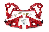 240131-R 1982-1992 GM F-Body Tubular K-member & A-arm Package, Factory Springs; Red