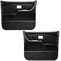 11-83008-6525-BS Front Molded Door Panels, 1981-1987 Chevy/GMC Truck/Blazer/Jimmy, Charcoal Black Verona Vinyl W/Blue Stitch