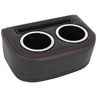 25-83150-2295-RS Universal Solid-Back Bench Seat Cup Holder Black Madrid Vinyl W/Red Stitch
