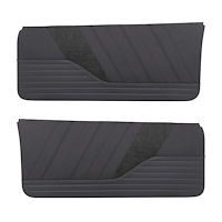 11-81501-2295-99-BKS Front Flat Door Panels, 1982-92 Chevy Camaro, Black Madrid Vinyl, Black Unisuede W/Black Stitch