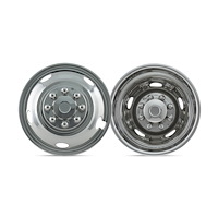 WS317F8-4 Stainless Steel 17 in. Wheel Simulators for Ford Trucks, Top Lug Install Dually Set [8 Lug]