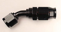 2504508 Hose End [Race-Rite Reusable PTFE, -8 AN Hose to -8 AN Female Threads, 45 Degree, Black]