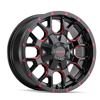 8015-2137BTR Warrior 8015 Wheel [Size: 20" x 10"] Gloss Black Milled Prism Red Finish