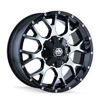 8015-22276B Warrior 8015 Wheel [Size: 22" x 12"] Gloss Black Machined Finish