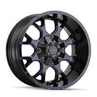 8015-2937BTB Warrior 8015 Wheel [Size: 20" x 9"] Gloss Black Milled Prism Blue Finish