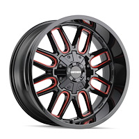 8107-2176BTR Cogent 8107 Wheel [Size: 20" x 10"] Gloss Black Milled Prism Red Finish