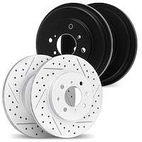 2004-67044 Geoperformance Drilled/Slotted Brake Rotors & Drums Kit, Fits Select Infiniti/Nissan, Position: Front and Rear