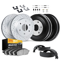 2214-76004 Geoperformance Drilled/Slotted Rotors w/Heavy-Duty Pads/Drums/Shoes & Hardware Kit, Fits Select Lexus/Toyota/Scion, P