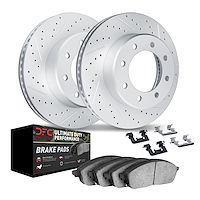 2412-54025 Geoperformance Drilled/Slotted Brake Rotors with Ultimate-Duty Brake Pads Kit & Hardware, 1999-2002 Ford/Lincoln/Merc