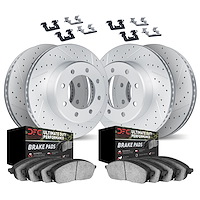 2414-54014 Geoperformance Drilled/Slotted Brake Rotors with Ultimate-Duty Brake Pads Kit & Hardware, 1999-2002 Ford/Lincoln/Merc