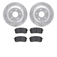 2502-03074 Geoperformance Drilled/Slotted Rotors w/5000 Advanced Brake Pads Kit, 2015-2021 Kia/Hyundai/Genesis, Position: Rear