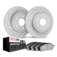 2502-63001 Geoperformance Drilled/Slotted Rotors w/5000 Advanced Brake Pads Kit, 1961-1963 Mercedes-Benz, Position: Rear