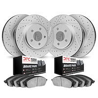 2504-31067 Geoperformance Drilled/Slotted Rotors w/5000 Advanced Brake Pads Kit, Fits Select BMW, Position: Front and Rear