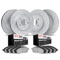 2504-32015 Geoperformance Drilled/Slotted Rotors w/5000 Advanced Brake Pads Kit, 2016-2019 Mini, Position: Front and Rear